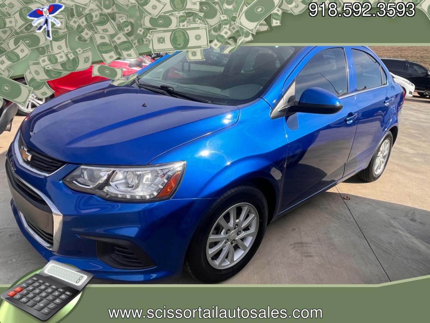 2018 BLUE CHEVROLET SONIC LT LT Manual Sedan (1G1JD5SH6J4) with an 1.8L L4 DOHC 24V engine, 5M transmission, located at 8101 E. Skelly Dr., Tulsa, OK, 74129, (918) 592-3593, 36.121891, -95.888802 - Photo#0